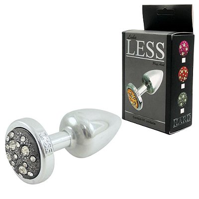 HARD LESS - Plug Anal P Com Formato Cônico E Detalhes De Jóias Cravejado - 5,4x2,6 Cm | COR: CROMADO COM PEDRA ONIX - On