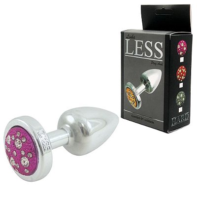 HARD LESS - Plug Anal P Com Formato Cônico E Detalhes De Jóias Cravejado - 5,4x2,6 Cm | COR: CROMADO COM PEDRA ROSA