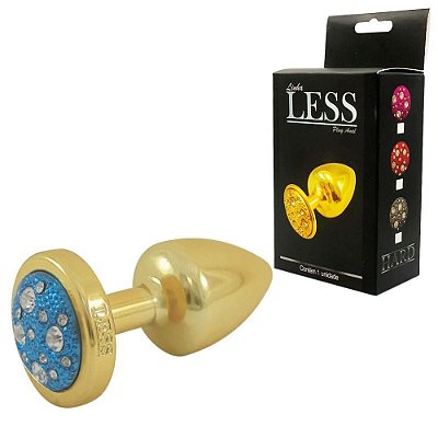 Hard Less - Plug Anal P Com Formato Cônico E Detalhes De Jóias Cravejado - 5,4x2,6 Cm | COR: DOURADO COM PEDRA AZUL