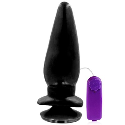 YOUVIBE - Plug Anal Vibratório Em Formato Cônico Feito Em Silicone Macio Com Ventosa 21 X 6,4 Cm | Cor: Preto