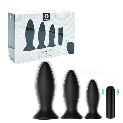 ROAR S-HANDE - Kit Plug Anal Recarregável em Silicone com Cápsula Vibratória e Controle Remoto Wireless | Cor: Preto