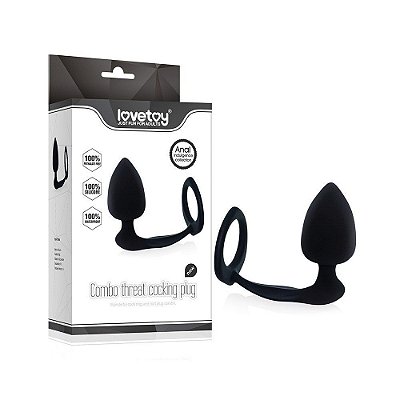 PLUG ANAL MASCULINO COM ANEL PARA O PÊNIS COMBO THREAT COCKING