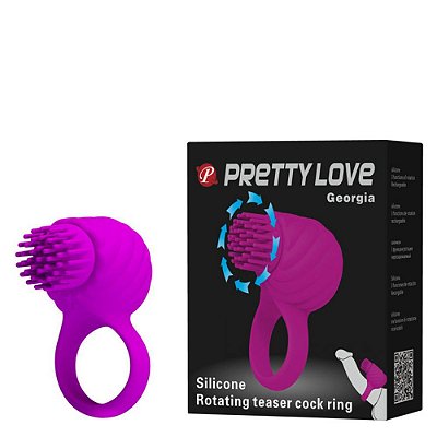 PRETTY LOVE GEORGIA - Anel Peniano Recarregável Em Silicone Soft Touch Com 3 Modos de Rotação 8,7 X 2,8 Cm | COR: ROXO