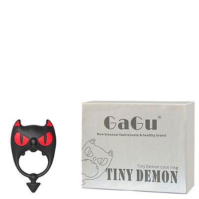 GAGU TINY DEMON COCK RING - Anel Peniano Em Silicone Cirúrgico Com Bullet E Vibração Única - 7,5 X 4,5 Cm | Cor: Preto