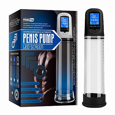 PENIS PUMP PHTHALATE - Bomba Peniana Elétrica com 4 Níveis de Velocidade - 31 X 8 CM | Cor: Preto