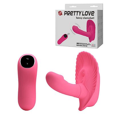 PRETTY LOVE FANCY CLAMSHELL - Estimulador Clitoriano em Forma de Concha com Mini Pênis Penetrável 30 Funções de Vibração