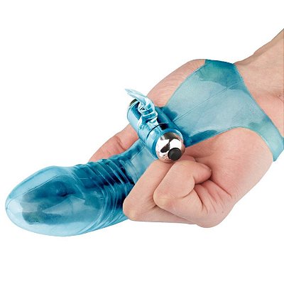 YOUVIBE - Capa para Dedo Formato Glande Textura Estimuladora Cápsula Vibratória 10 Modos de Vibração | Cor: Azul