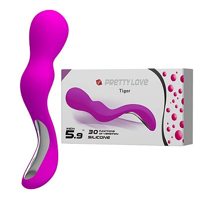PRETTY LOVE TIGER - Massageador Recarregável em Soft Touch com 30 Modos de Vibração - 16,5 X 3,5 CM | Cor: Roxo