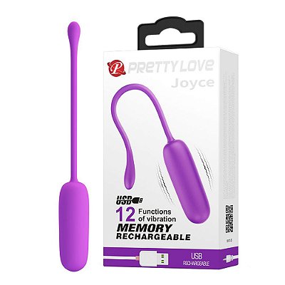 PRETTY LOVE JOYCE - Cápsula Vibratória Recarregável em Silicone com 12 Modos de Vibração e Função Memória | Cor: Roxo