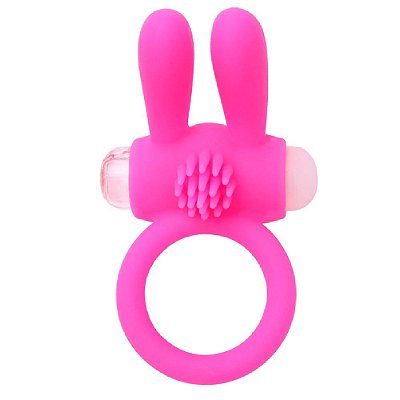 Anel Peniano com Estimulador de Clitóris em Forma de Orelha de Coelho com Vibração Única Potente - Cor: Rosa | Youvibe