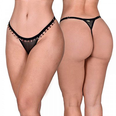 Calcinha Fio Dental Tule Transparência Franjas - Lingerie Sensualle