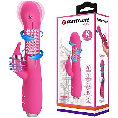 PRETTY LOVE MOLLY Estimulador De Ponto G E Clitóris Em Silicone Com 12 Modos De Vibração E 3 Modos Rotação 20,5 X 3,8 Cm