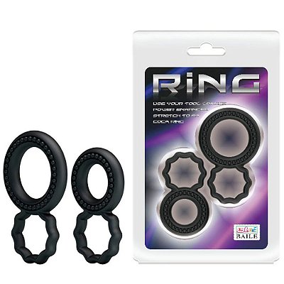 Kit Com 2 Anéis Penianos Duplos Em Silicone - Ring Baile