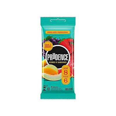 PRUDENCE CORES E SABORES - O Primeiro Preservativo Com Aroma Cor E Sabor De Verdade - 8 Unidades | SABOR: MIX