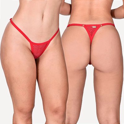Lingerie Sensualle Calcinha Fio Dental em Arrastão com Regulagem Parecida | Disponível Em 6 Cores