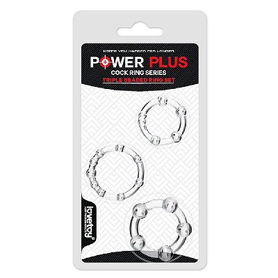 Lovetoy Power Plus - Kit Com 3 Anéis Penianos De Borracha P, M e G | Cor: Transparente