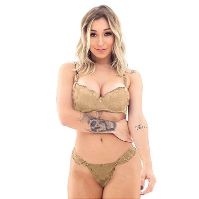 Conjunto Taça Com Sutiã E Calcinha Fio Dental - Jô Lingerie