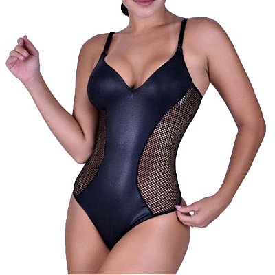 Body Bárbaro Sexy Em Lycra Cirrê E Arrastão - Lingerie Sensualle