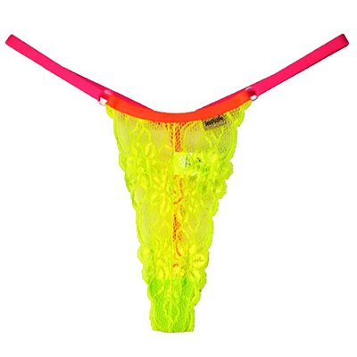 Calcinha Fio Dental Cléo Plus Size em Renda Neon - Lingerie Sensualle