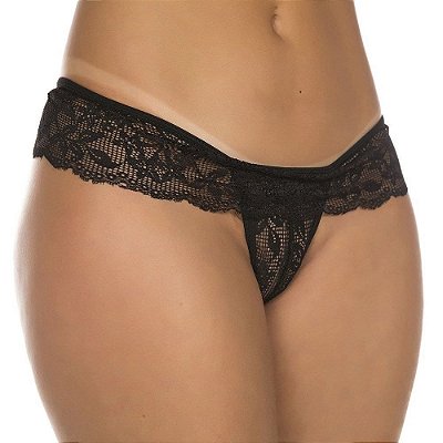 Calcinha Tanga Tailandesa  Arrastão Tam. Único Preto - Lingerie Pimenta Sexy