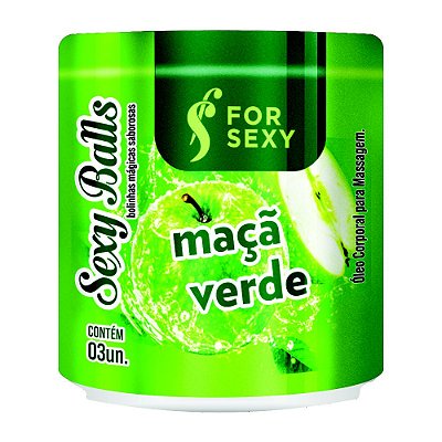 Bolinha Explosiva Beijável Com 3 Unidades Sexy Balls Maçã Verde - FOR SEXY