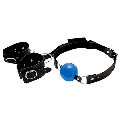 Mordaça bola PVC Macia com Bracelete Bondage BDSM - Dominatrixxx