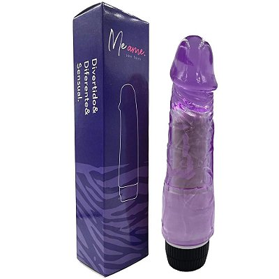 Pênis Realístico de Silicone Com Vibração Roxo 19 x 3,5 Cm