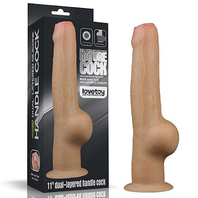 Pênis Realístico Com Base 11" - Dual Layered Handle Cock