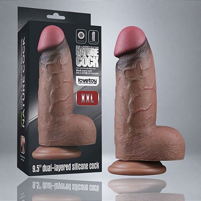 Pênis Realístico Dupla Densidade Silicone Platinum 24,6 x 7 Cm – Lovetoy Dual Layered