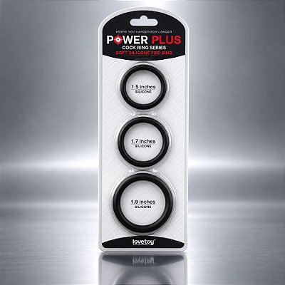 Kit com 3 Anéis Penianos Em Silicone - Power Plus Lovetoy