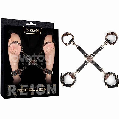 Kit com Algema e Tornozeleira - Rebellion Reign Hogtie Set Lovetoy