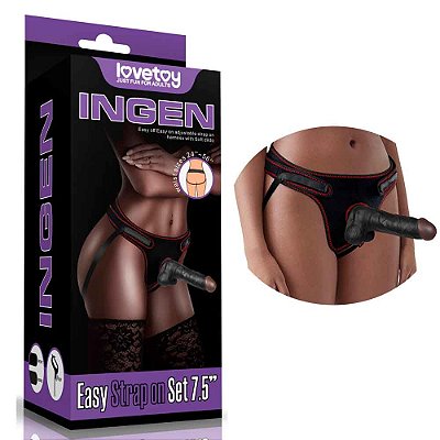 Cinta Peniana com Pênis Realístico 20 Cm Preto -  Lovetoy Ingen