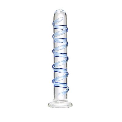 Plug Anal de Vidro com Espiral Azul em Alto Relevo 18 Cm