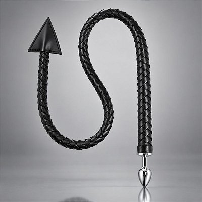 Plug Anal Médio Em Metal Com Cauda Longa Trançada 1,08m BDSM