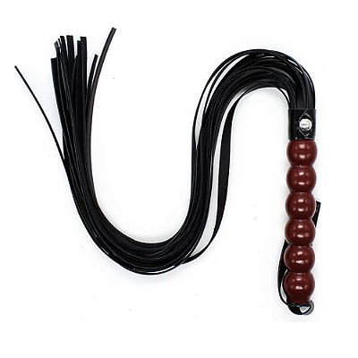 Chicote com Franja Longa e Empunhadura de Madeira