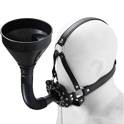 Mordaça com Funil e Arreio Ajustável para Práticas BDSM