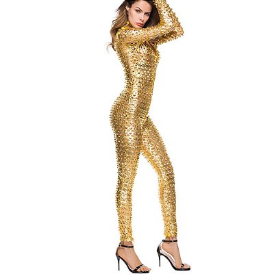 Macacão Metalizado com Mangas e Zíper Ajustável: Altura Até 1,75m