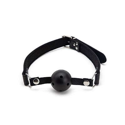 Mordaça de Couro com Bola Ajustável – Fetiche e BDSM