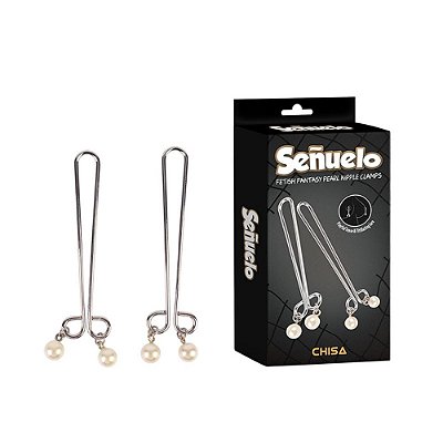 Grampos Para Mamilos com Haste Dupla e Pérolas - Chisa