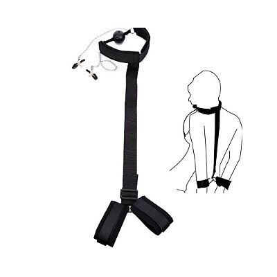 Kit Bondage: Mordaça e Prendedor de Mamilos para Excitação Misteriosa