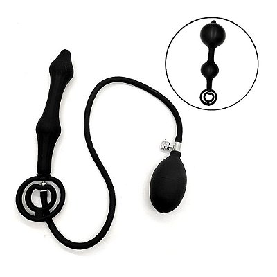 Plug Anal Escalonado Inflável Com Anel Peniano Duplo - 20 cm