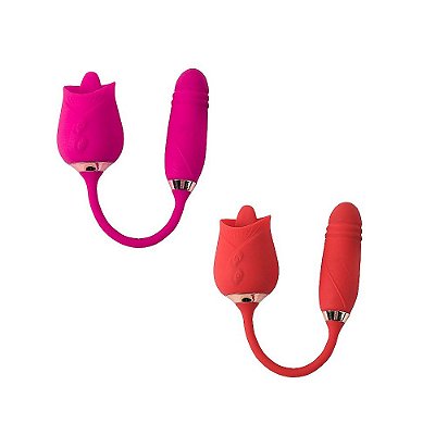 Vibrador Ponto G e Estimulador de Língua - Rosa Flowery Plus