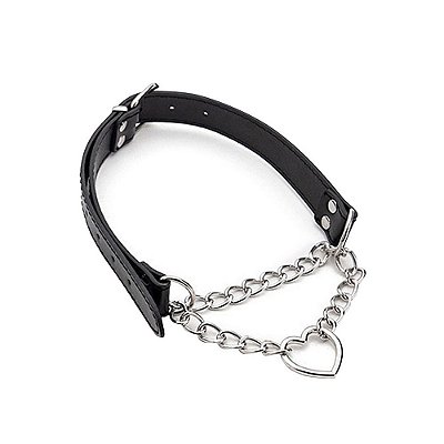 Coleira Bondage: Corrente com Coração - Luxo e Controle