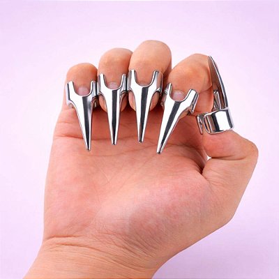 Iron Claws: Conjunto 5 Garras de Metal Para Cosplay, Estilo Punk e Vintage