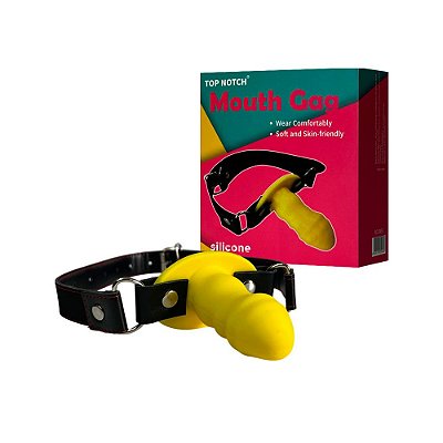 Mordaça Mouth Gag com Penetrador Em Silicone de 7,5cm – Dominação e Prazer