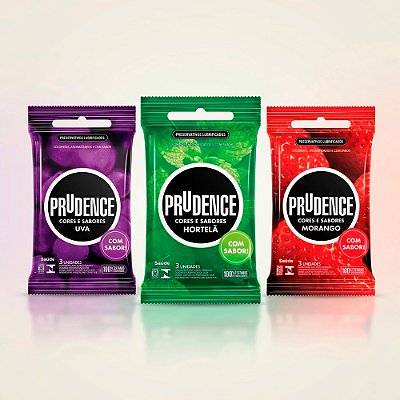 Preservativo Prudence Cores e Sabores: Aroma e Diversão (3 unidades)