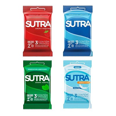 Preservativo Sutra com 3 unidades – Escolha: Clássica, Sensitive ou Sabores