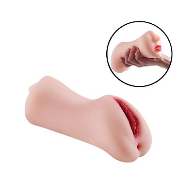 Masturbador Masculino Duplo Cyberskin Vagina Ânus E Boca 25cm – SI