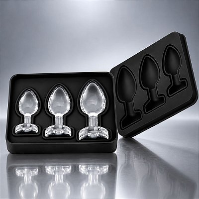 Forma De Silicone Para Gelo Formato Plug Anal – 3 Tamanhos Gradativos