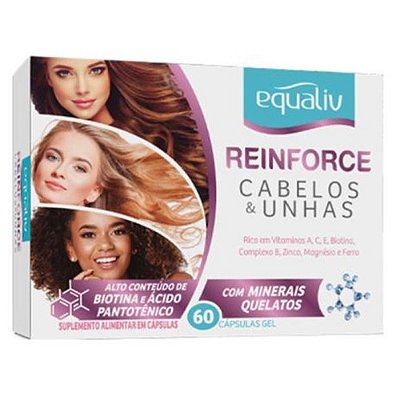 REINFORCE COM BIOTINA (CABELOS E UNHAS) COM 60 CÁPSULAS - EQUALIV